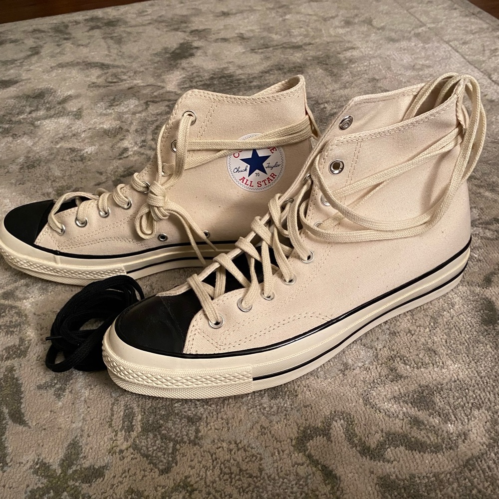 Converse FOG Essentials High-Top white/Cream Black Accents shoes 10.5 M/12.5 W